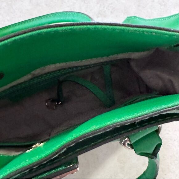Michael Kors Hamilton Kelly Green Leather Handbag purse gold chain design - Picture 9 of 10